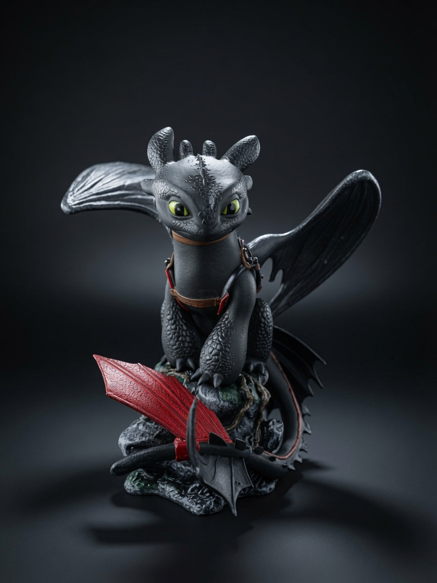 Chimuelo Figurine - Cómo Entrenar a Tu Dragón | Escultura de Resina Premium Toothless 3D
