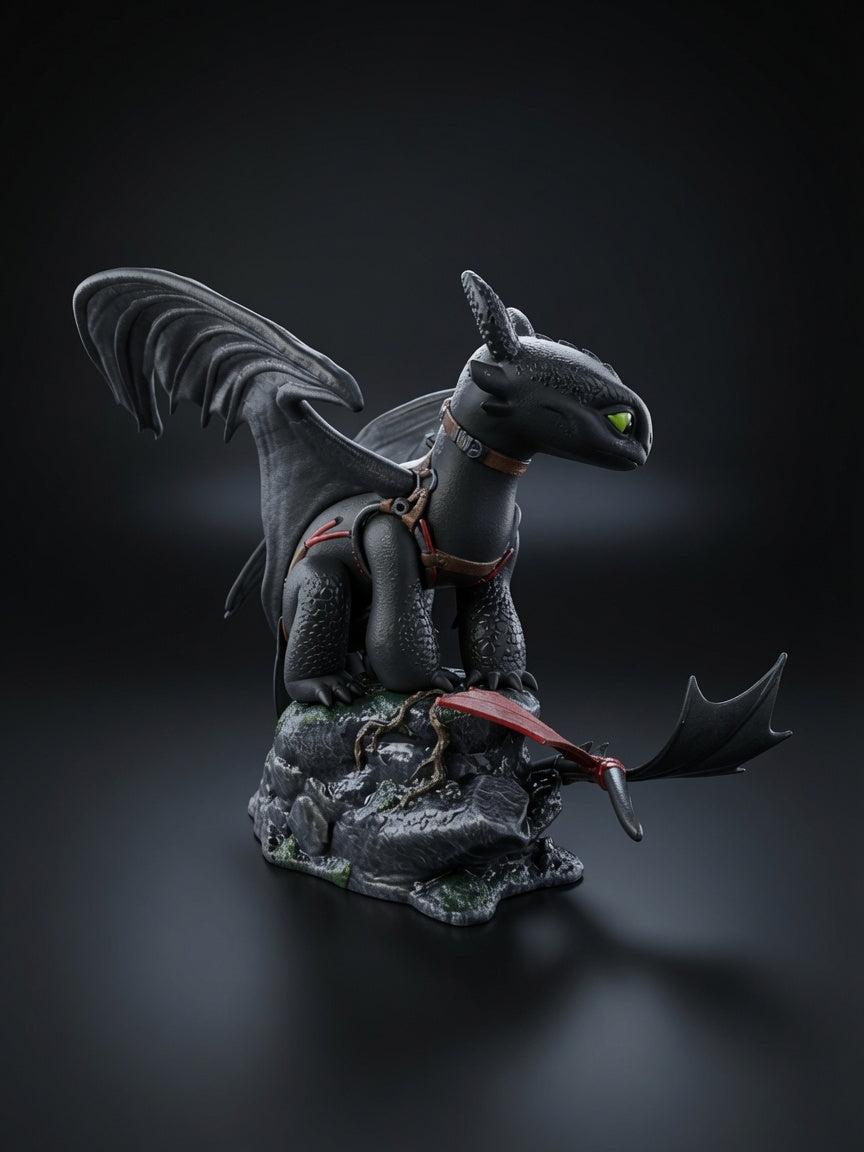 Chimuelo Figurine - Cómo Entrenar a Tu Dragón | Escultura de Resina Premium Toothless 3D